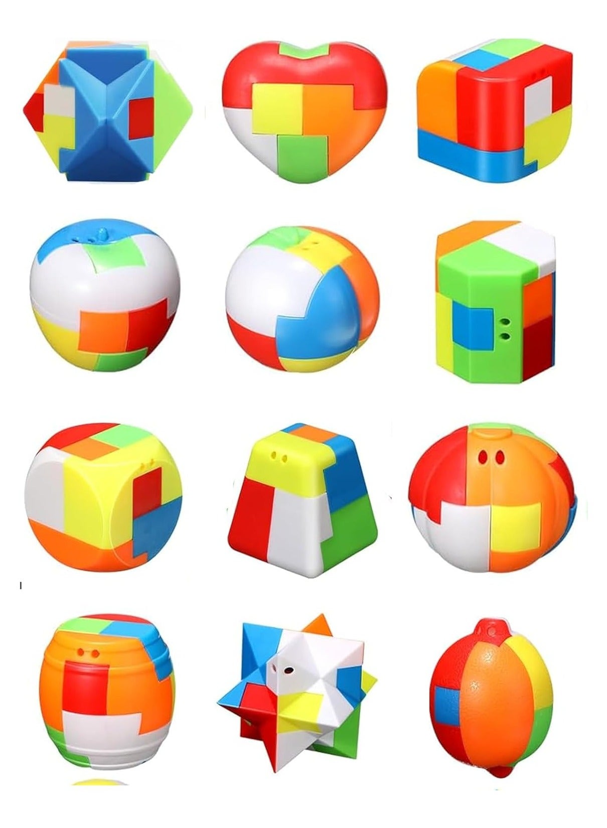 6-in-1 Educational Puzzle Toy Set for Kids: Colorful 3D Geometric Brain Teaser Shapes to Enhance Cognitive Skills, Logical Thinking, and Creativity - Ideal for Ages 3+